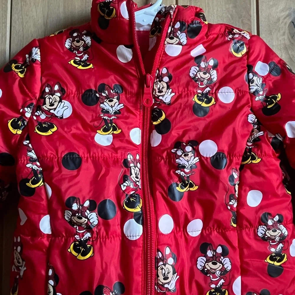 Disney Red Minnie Mouse Light weight Puffer Jacket - 3T